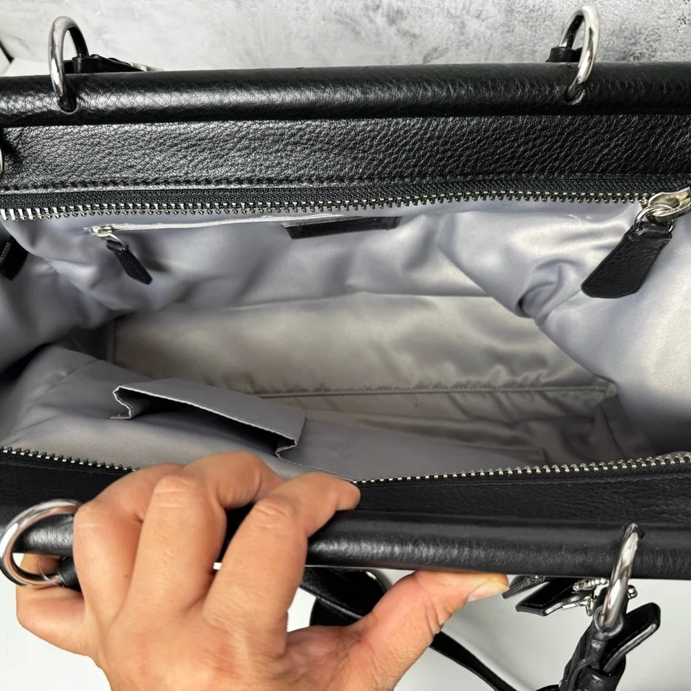 Coach Black Leather Satchel with Silver Hardware